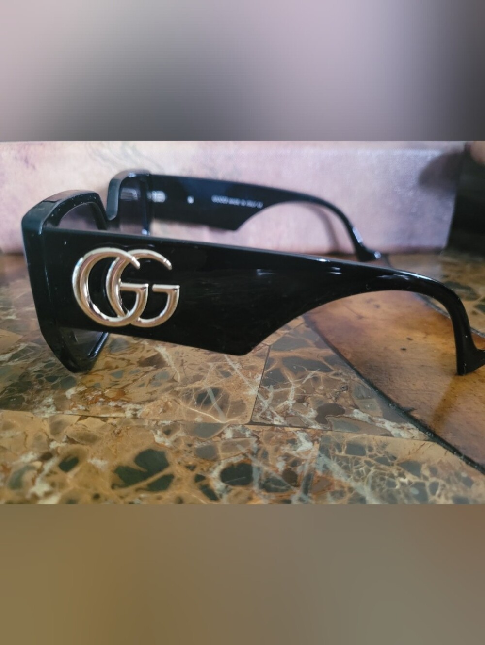 Gucci Black Sunglasses Frame with White Logo Text